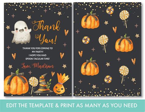 Halloween Thank You Cards Printable